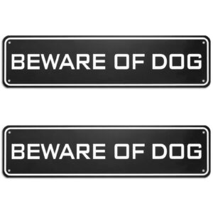 ripeng beware of dog sign for fence aluminum rust free beware of dog sign weatherproof metal warning caution dog sign for yard gate door garden outdoor, 3 x 12 inch (2 pieces)