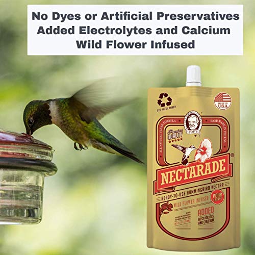 POP'S Birding Nectarade Hummingbird Nectar | USA Made Premium Humming Bird Food - Dye Free, Natural Ingredients (Ready to Use, All Natural Clear Formula, 8.5 oz)