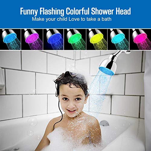 Shower Head With Lights, High Pressure Led Shower Head, 7 Color Changing Rainfall LED Fixed ShowerHead for Bathroom, Luxury Chrome Flow Rain ShowerHead Angle-adjustable for Kids Adult