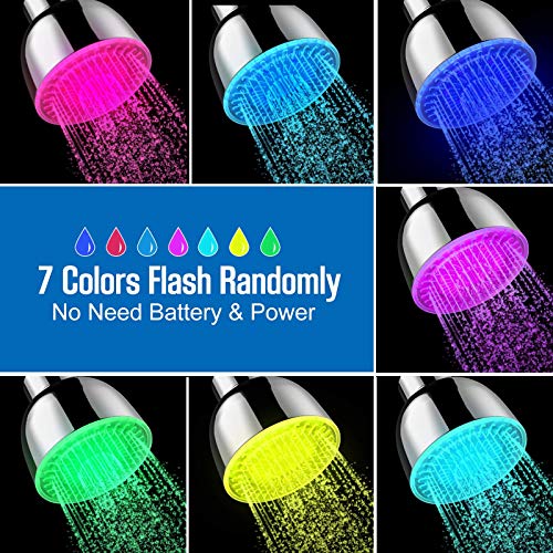 Shower Head With Lights, High Pressure Led Shower Head, 7 Color Changing Rainfall LED Fixed ShowerHead for Bathroom, Luxury Chrome Flow Rain ShowerHead Angle-adjustable for Kids Adult
