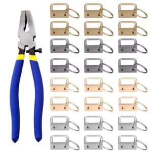 setrovic key fob hardware keychain hardware set includes 1" 4 color keychain hardware with key rings 24 pcs and key fob glass running pliers