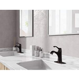 HGN Single Handle Bathroom faucets,Bathroom Faucets for Sink 1 Hole,Washbasin Faucet with Deck,Oil Rubbed Bronze,Without Pop Up Drain