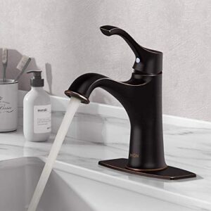 HGN Single Handle Bathroom faucets,Bathroom Faucets for Sink 1 Hole,Washbasin Faucet with Deck,Oil Rubbed Bronze,Without Pop Up Drain