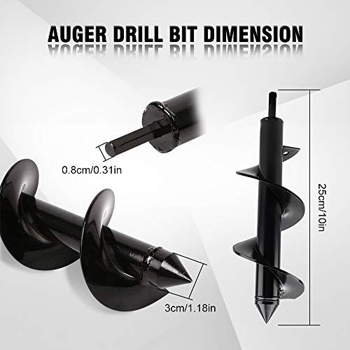 Auger Drill Bit 3" X 10" Flower Bulb Auger Rust Earth Auger Bit Auger Spiral Drill Bit for Planting Bedding Bulbs Seedlings Post or Umbrella Hole Digger for Hex Drive Drill Garden Grass Plug Plant