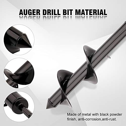 Auger Drill Bit 3" X 10" Flower Bulb Auger Rust Earth Auger Bit Auger Spiral Drill Bit for Planting Bedding Bulbs Seedlings Post or Umbrella Hole Digger for Hex Drive Drill Garden Grass Plug Plant