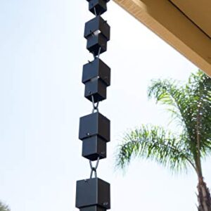 Monarch Rain Chains 18107 Aluminum Multi Cube Rain Chain, 8-1/2 Feet Length Replacement Downspout for Gutters, Black Powder Coated