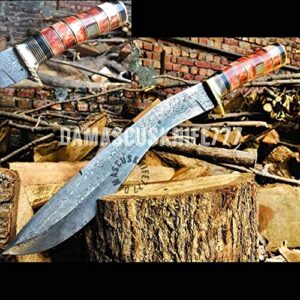 noonknives:16" totally custom hand made damascus steel collectible kukri knife handle colour camel bone (orange)