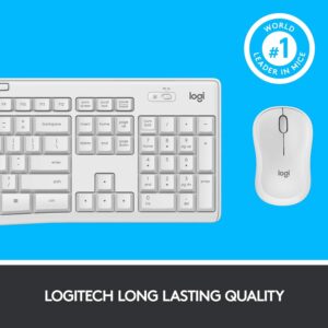 Logitech MK295 Wireless Mouse & Keyboard Combo with SilentTouch Technology, Full Numpad, Advanced Optical Tracking, Lag-Free Wireless, 90% Less Noise - Off White (Renewed)