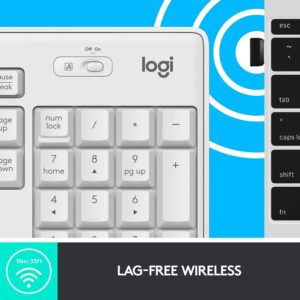 Logitech MK295 Wireless Mouse & Keyboard Combo with SilentTouch Technology, Full Numpad, Advanced Optical Tracking, Lag-Free Wireless, 90% Less Noise - Off White (Renewed)