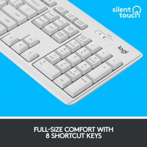 Logitech MK295 Wireless Mouse & Keyboard Combo with SilentTouch Technology, Full Numpad, Advanced Optical Tracking, Lag-Free Wireless, 90% Less Noise - Off White (Renewed)