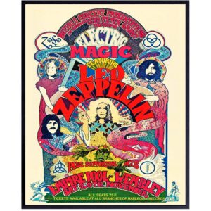 Led Zeppelin Poster - 8x10 Psychedelic Room Decor - Led Zeppelin Gifts - Concert Posters - The song Remains the Same - Pshycadellic Hippie Room Decor for Men, Women, Teens - Dorm Room Decor