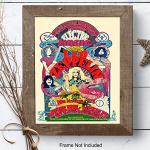 Led Zeppelin Poster - 8x10 Psychedelic Room Decor - Led Zeppelin Gifts - Concert Posters - The song Remains the Same - Pshycadellic Hippie Room Decor for Men, Women, Teens - Dorm Room Decor