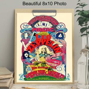 Led Zeppelin Poster - 8x10 Psychedelic Room Decor - Led Zeppelin Gifts - Concert Posters - The song Remains the Same - Pshycadellic Hippie Room Decor for Men, Women, Teens - Dorm Room Decor