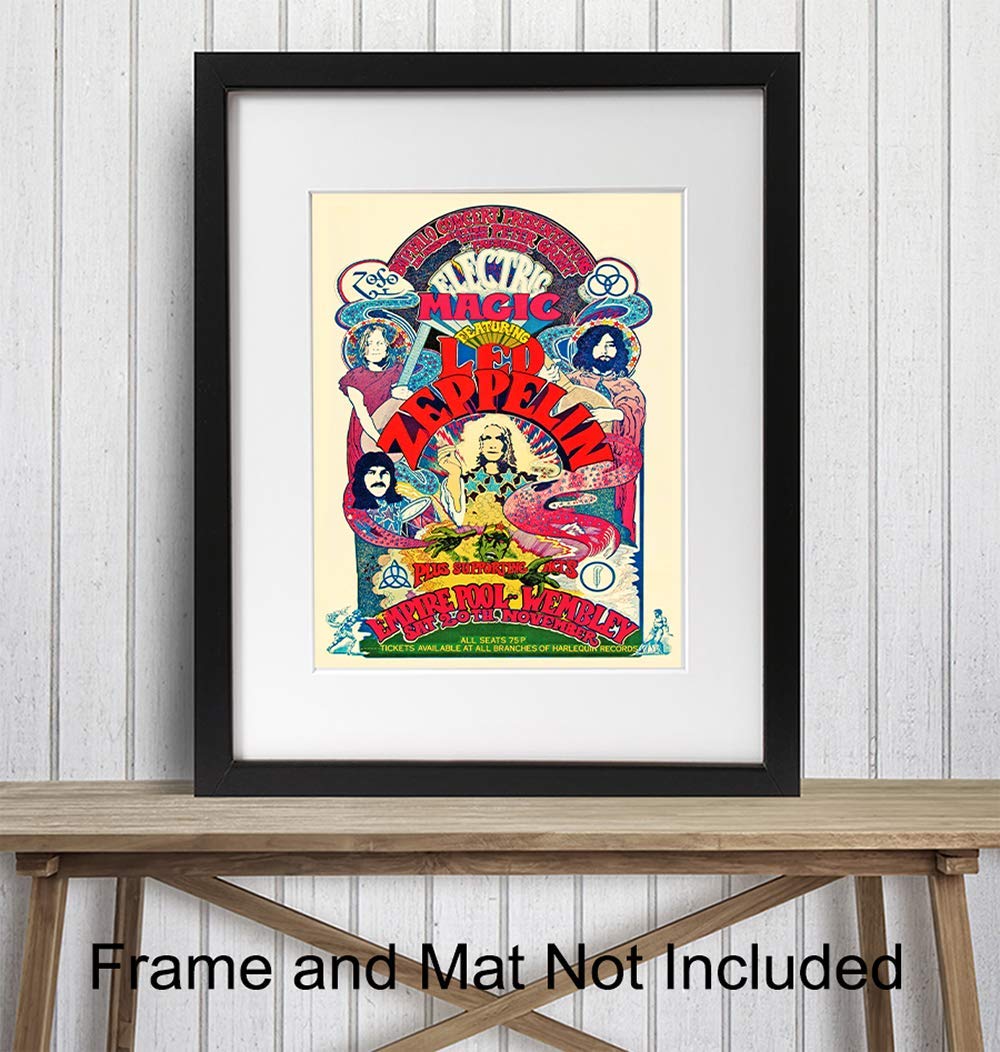 Led Zeppelin Poster - 8x10 Psychedelic Room Decor - Led Zeppelin Gifts - Concert Posters - The song Remains the Same - Pshycadellic Hippie Room Decor for Men, Women, Teens - Dorm Room Decor