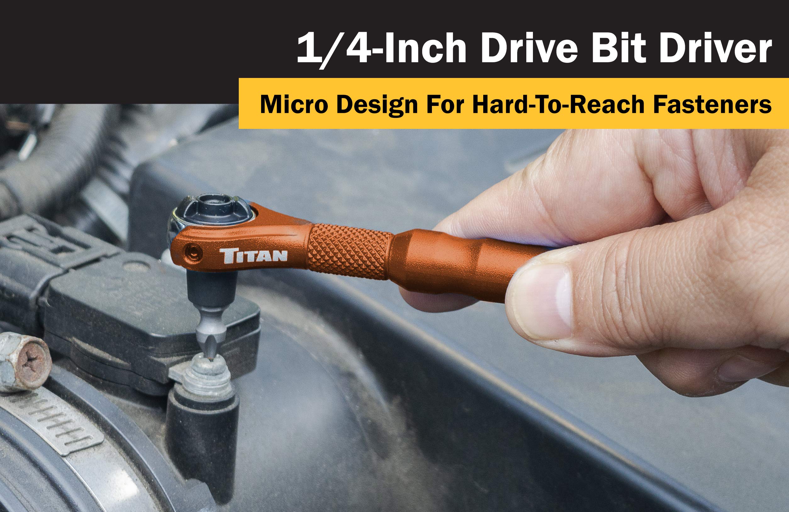 Titan 11323 1/4-Inch Drive Swivel Head Micro Bit Driver , Orange