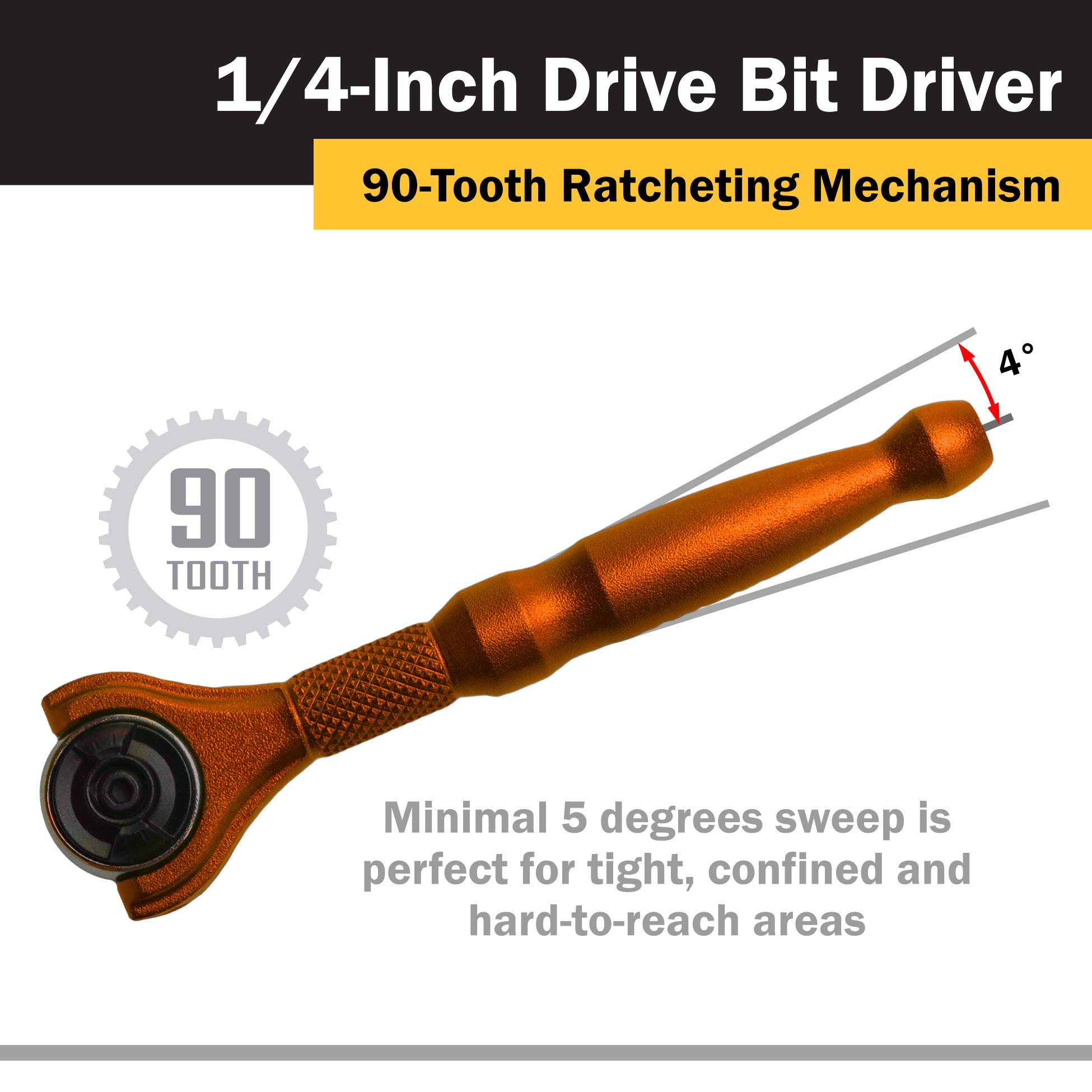 Titan 11323 1/4-Inch Drive Swivel Head Micro Bit Driver , Orange