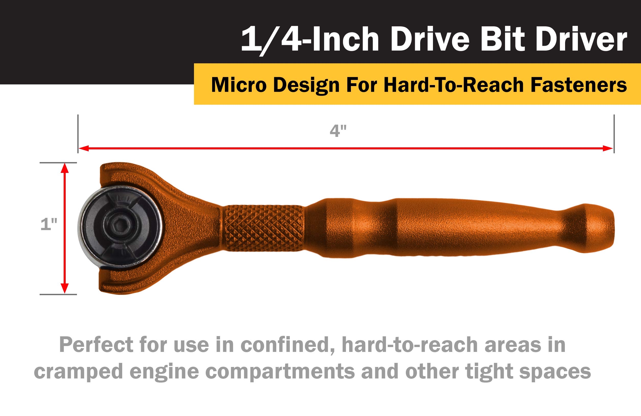 Titan 11323 1/4-Inch Drive Swivel Head Micro Bit Driver , Orange