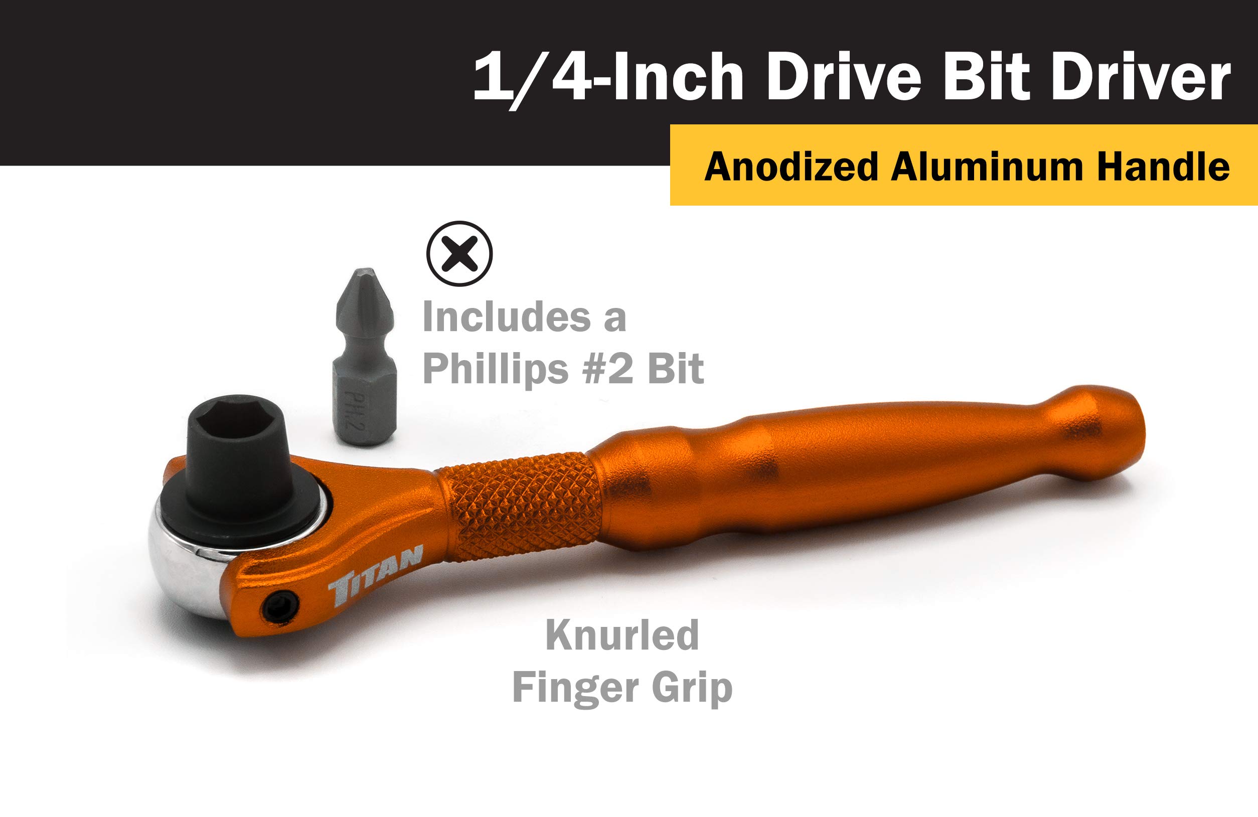 Titan 11323 1/4-Inch Drive Swivel Head Micro Bit Driver , Orange