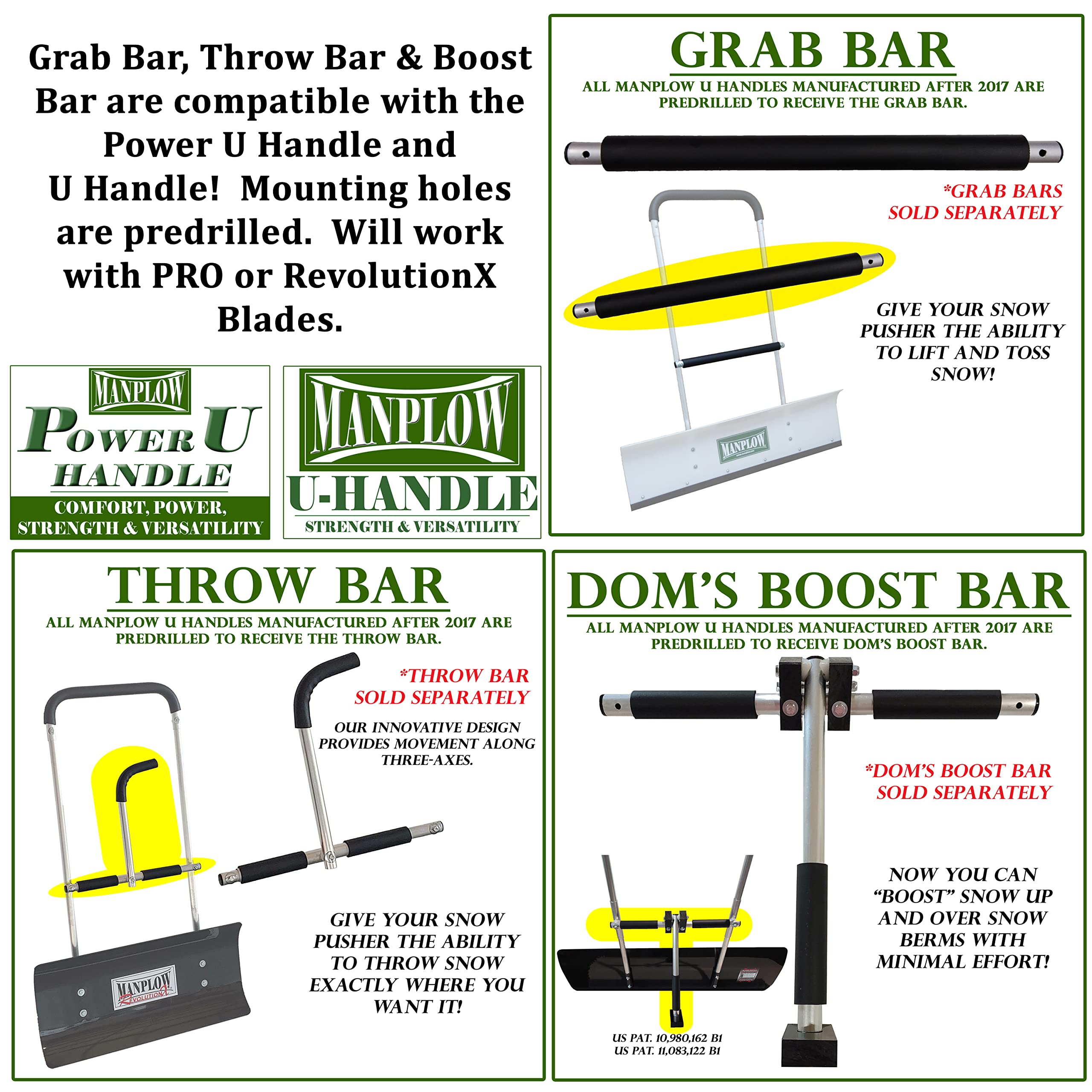 MANPLOW RevolutionX Snow Pusher with U Handle (40 Inch)