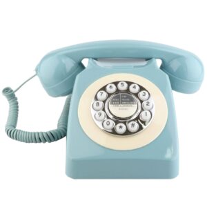 sangyn retro landline telephone classic vintage corded phone old fashioned dial button desk phone with redial function for home office