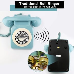 Sangyn Retro Landline Telephone Classic Vintage Corded Phone Old Fashioned Dial Button Desk Phone with Redial Function for Home Office