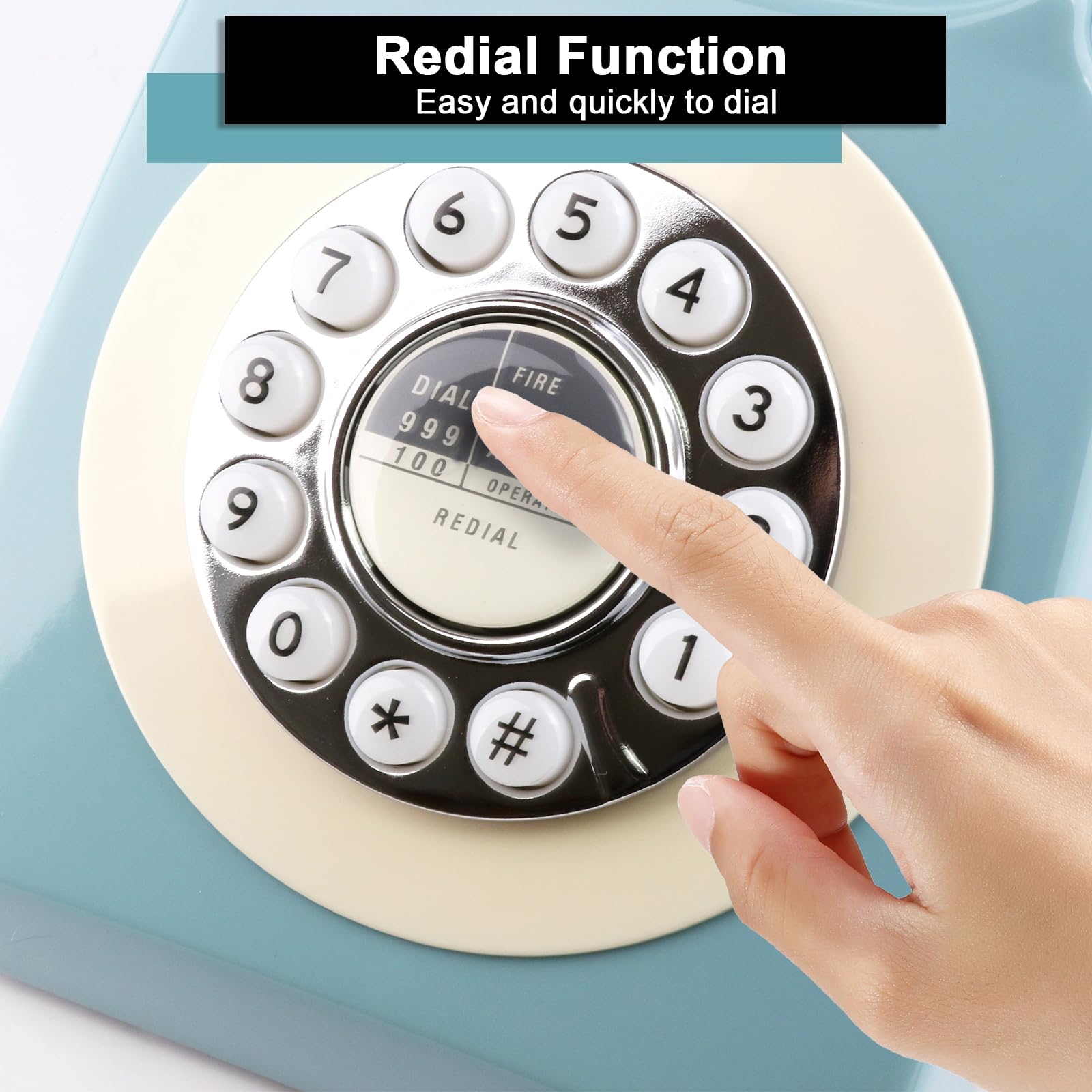 Sangyn Retro Landline Telephone Classic Vintage Corded Phone Old Fashioned Dial Button Desk Phone with Redial Function for Home Office