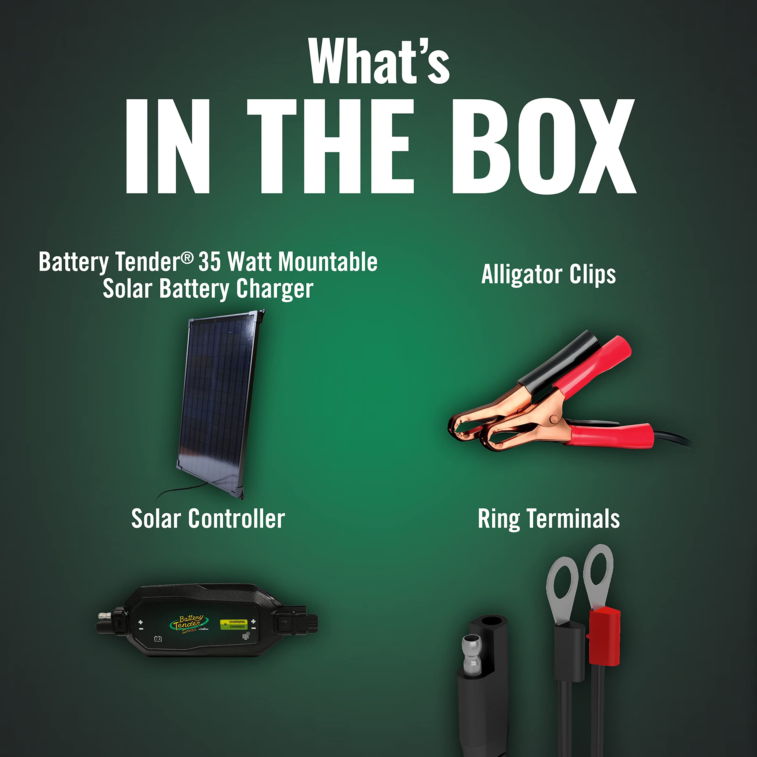 Battery Tender 35 Watt Solar Battery Charger with Charge Controller, Mountable and IP67 Weatherproof Solar Panel, Suitable for 12 Volt Lead Acid and AGM Batteries