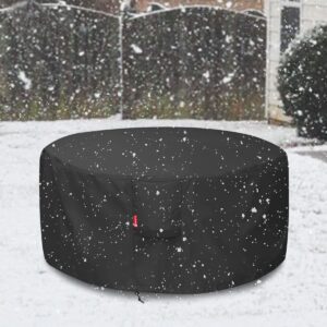 Fire Pit Cover - Waterproof 600D Heavy Duty Round Patio Fire Bowl Cover Black (Round - 50”D x 24”H)-Fits 45",46",48 inch,50 inch FirePit/Bowl Cover