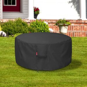 Fire Pit Cover - Waterproof 600D Heavy Duty Round Patio Fire Bowl Cover Black (Round - 50”D x 24”H)-Fits 45",46",48 inch,50 inch FirePit/Bowl Cover