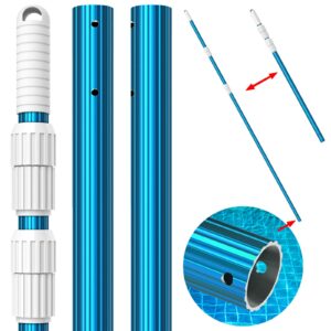 cke upgraded 15 feet thicken 1.3mm blue aluminum telescoping swimming pool pole,adjustable 3 piece expandable step-up,attach connect skimmer nets,rakes,brushes,vacuum heads with hoses, universal 1.25"
