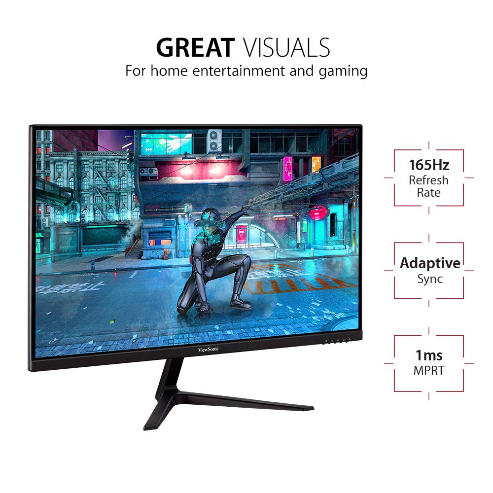 ViewSonic OMNI VX2718-P-MHD 27 Inch 1080p 1ms 165Hz Gaming Monitor with Adaptive Sync, Eye Care, HDMI and DisplayPort, Black