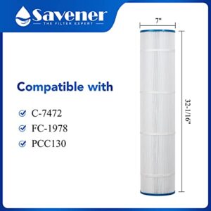 Savener PCC130 Swimming Pool Replacement Filter Cartridge Replaces for Unicel C-7472 Filbur FC-1978 160332 178585 FC-6475 CCP520 R173578 PLFPCC130 Darlly 71252 4 Pack