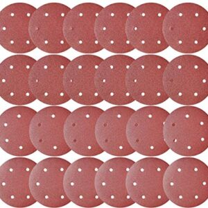 SACKORANGE 60 Pack 9-Inch 6-Hole Hook-and-Loop Drywall Sanding Discs Set- 80 100 120 180 240 400 Grits, 9" Fast Cutting Aluminum Oxide Sander Paper for Drywall Power Sander, Sand Wood