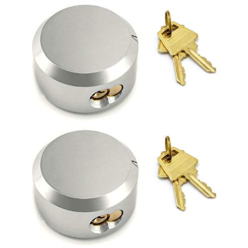 QWORK Hockey Puck Lock, 2-7/8" Trailer Door Lock, Keyed Differently, 2 Pieces