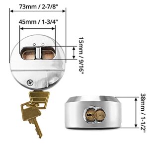 QWORK Hockey Puck Lock, 2-7/8" Trailer Door Lock, Keyed Differently, 2 Pieces