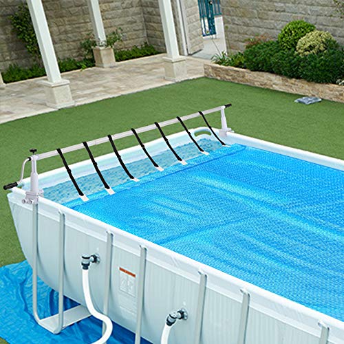 VINGLI Pool Cover Reel Above Ground Swimming Pool Cover Reel 16 FT Without Decking Solar Blanket Roller Systems with Tube Set for Various Shape Pool