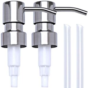 chrome soap dispenser pump replacement - silver 304 rust proof stainless steel lotion dispenser pumps replacement for standard 28/400 neck size regular mouth bottles,2 pcs