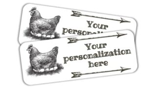 60 personalized chicken egg carton labels, thank you stickers, tags