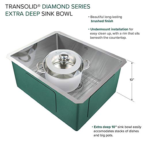 Transolid KKM-DUSB231810 Diamond 23-in L x 18-in W Single Bowl Undermount Kitchen Sink and Accessories Kit in Stainless Steel