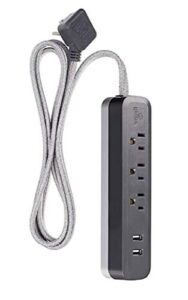 globe electric designer series 6-ft 3-outlet 2-usb surge protector power strip in grey charcoal