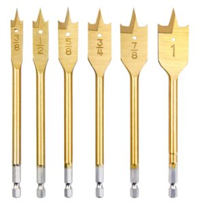 wesleydrill 6pcs spade drill bit set paddle flat bits 3/8"-1" flat wood hole cutter fit for most types of wood as well as fiberglass
