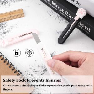 6 Pcs Cute Box Cutter Utility Retractable Knives Retractable Knives Cartoon Cat Lovely Paw Box Cutter Pointed Cute Cardboard Cutter Razor Knife Cutter for Office Envelope Opener DIY Crafts