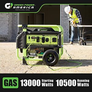 Green-Power America Portable Generator 13000 Watt,Gasoline Powered,Recoil/Electric Start, 12V-8.3A Charging Outlets, Home Back Up & RV Ready