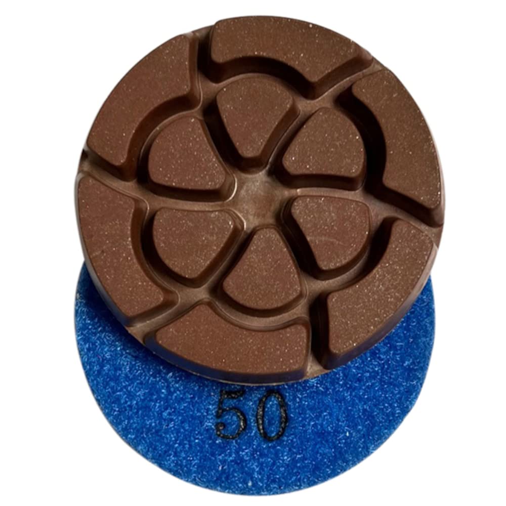 3" Hybrid Transitional Diamond Polishing Pads for Concrete, Set of 3, Dry or Wet, 50 Grit
