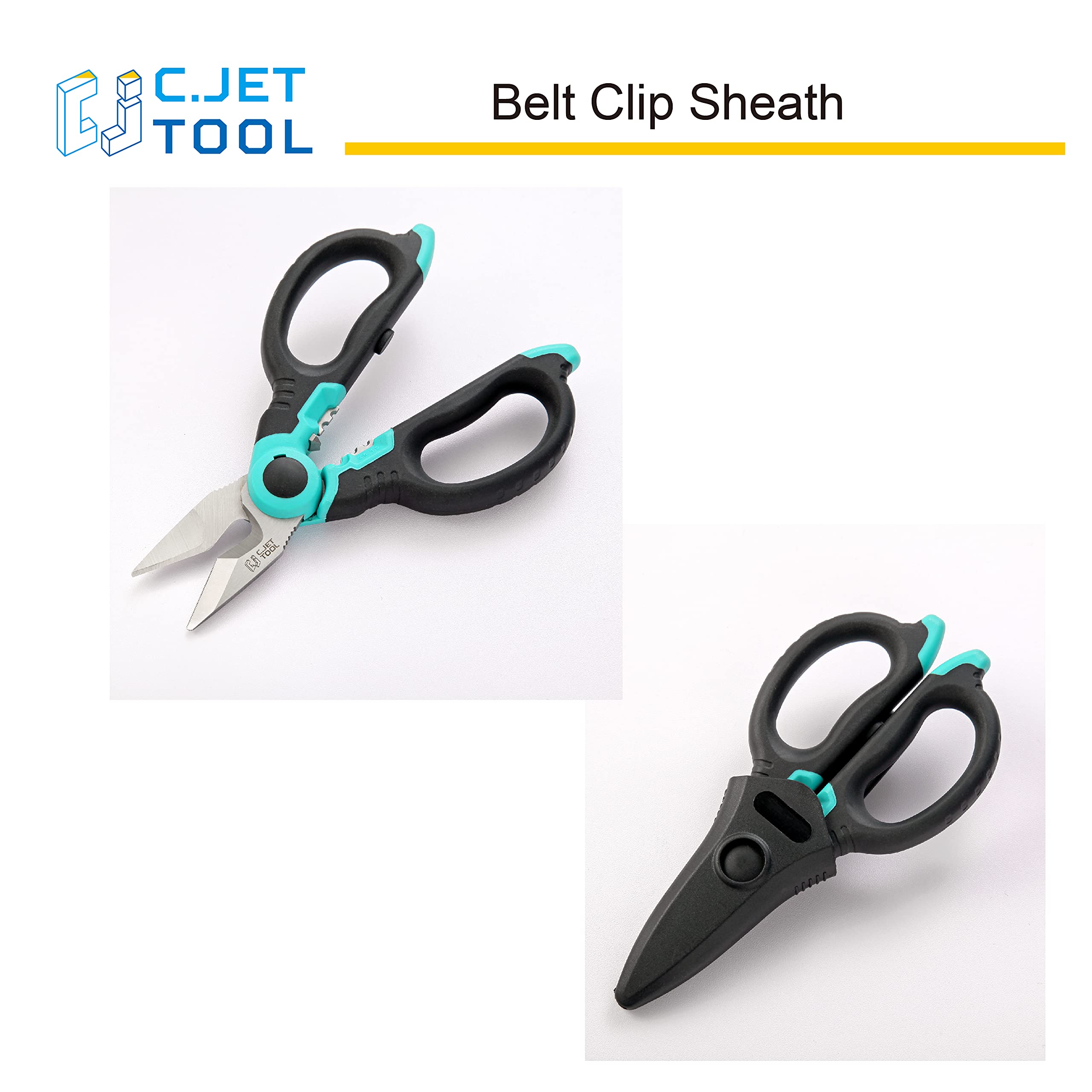 C.JET TOOL 6" Stainless Electrician Scissors Heavy Duty Professional for Aluminium Copper Soft Cable (Turquoise)