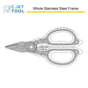 C.JET TOOL 6" Stainless Electrician Scissors Heavy Duty Professional for Aluminium Copper Soft Cable (Turquoise)