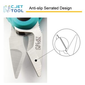 C.JET TOOL 6" Stainless Electrician Scissors Heavy Duty Professional for Aluminium Copper Soft Cable (Turquoise)