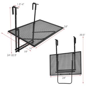 Tangkula Outdoor Folding Hanging Table, 5 Height Adjustable & Foldable Space Saving Railing Serving Table, Width from 1.5 inch to 4 inches, Suitable for Patio, Balcony and Deck