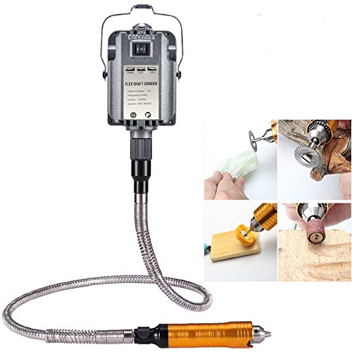 VOTOER 1000W Rotary Tool Flex Shaft Electric Hanging Grinder Carver, Forward and Reverse Rotation, Multi-Function Metalworking Jewelry Repair Kit, Foot Pedal Control, Metal Flexible Shaft, 30000 RPM