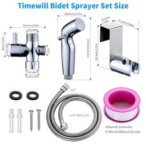 Timewill Handheld Bidet Sprayer for Toilet, Wall Mount, Chrome Finish